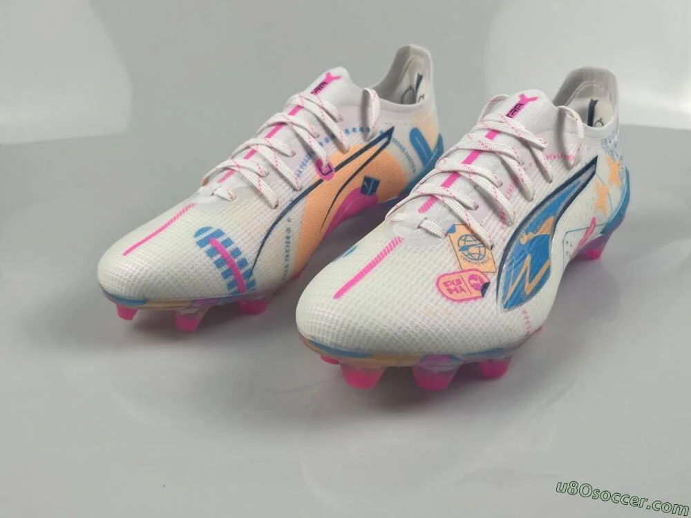 Puma ultra ホワイト/ピンク/イエロー　27.5 Puma Ultra 5 Ultimate FG Soccer Cleats - White/Pink/Yellow/Blue