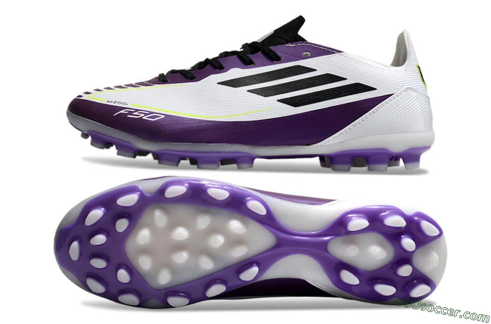 Adidas Messi F50 Elite MG Soccer Cleats - White/Black/Purple