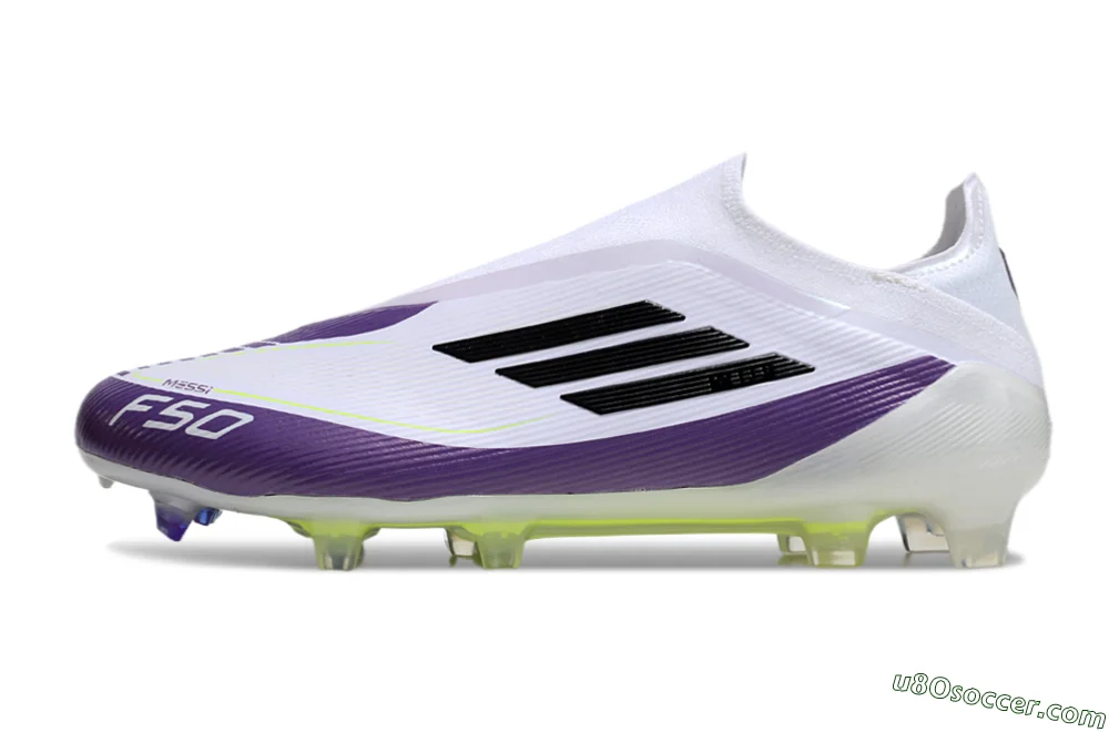 Messi x Adidas F50 Elite Laceless FG - White/Black/Purple