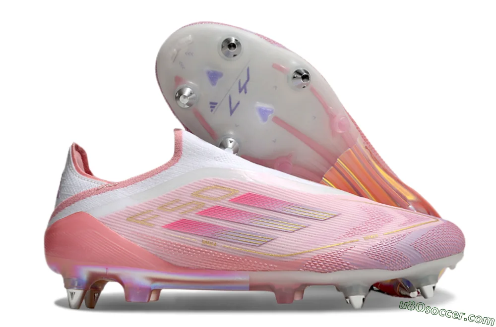 Adidas F50 304 Elite Laceless SG - Pink/White/Gold Soccer Cleats