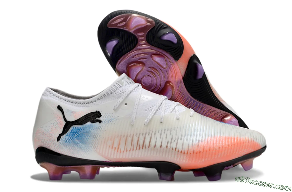 Puma Future 8 Ultimate FG - White/Pink/Blue Soccer Cleats