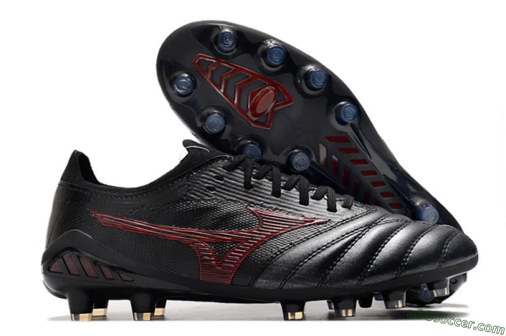 Black and Red FG Soccer Cleats: Mizuno Morelia Neo 3 Japan