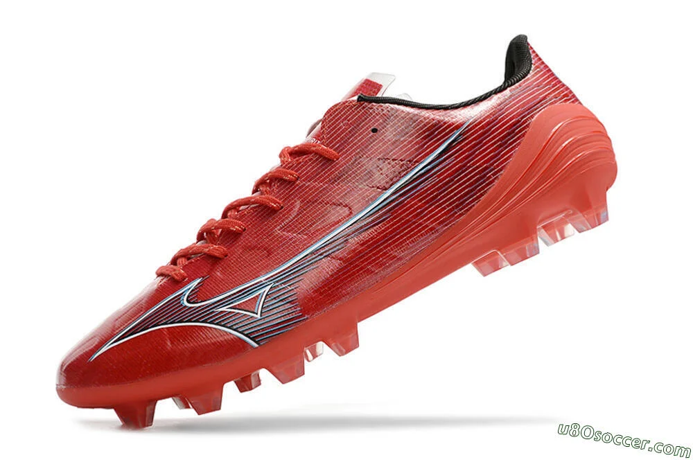 Red and Black FG Soccer Cleats - High-Quality Mizuno Alpha