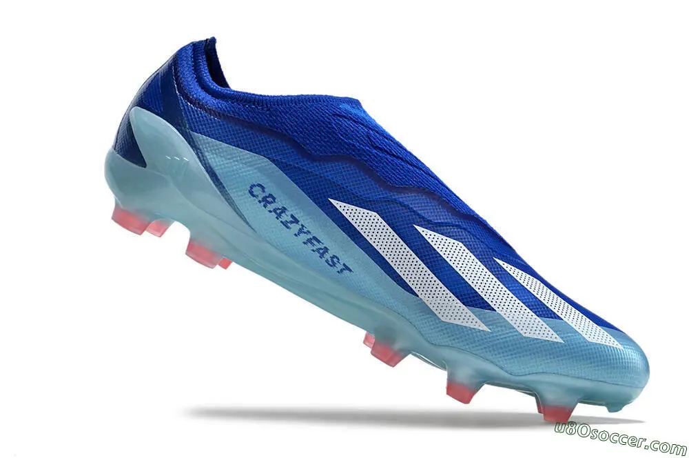 Blue, White, Jade FG Soccer Cleats | Laceless Adidas X