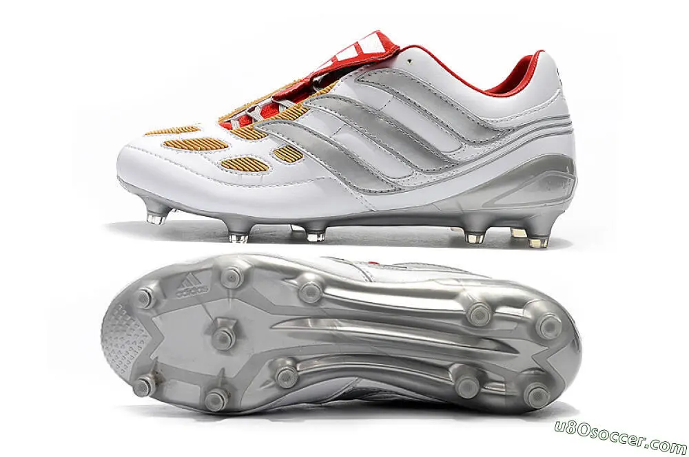 シューズ adidas Predator Precision FG 27.5 FG Soccer Cleats: White, Grey, Yellow - Ultimate Performance with