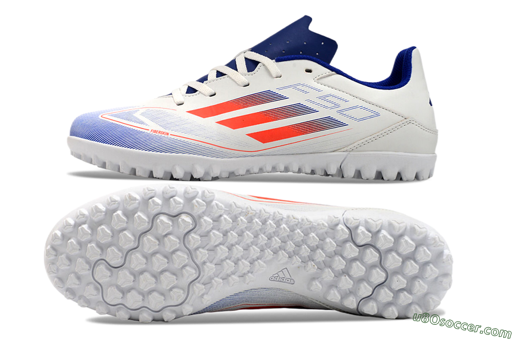 Adidas F50 Club TF Artificial Turf Soccer Shoes - White/Blue/Red 0
