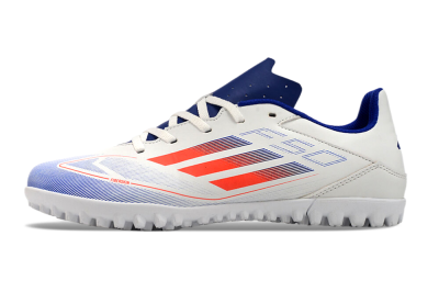 Adidas F50 Club TF Artificial Turf Soccer Shoes - White/Blue/Red