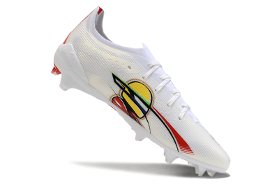 Puma Ultra 5 Ultimate FG Firm Ground Soccer Cleats - White/Red/Yellow/Green