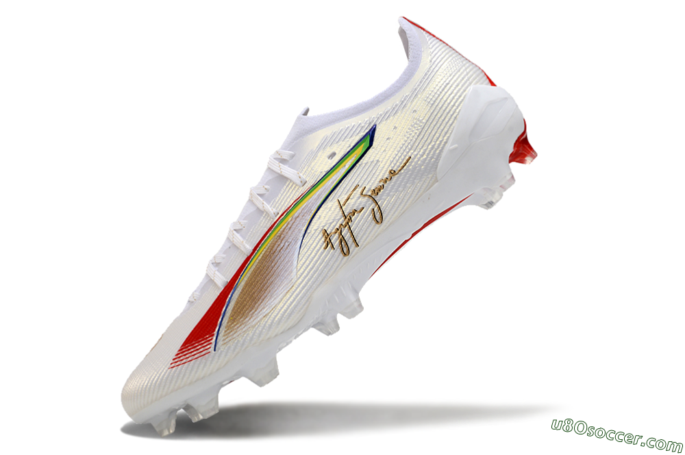 Puma Ultra 5 Ultimate FG Firm Ground Soccer Cleats - White/Red/Yellow/Green 5