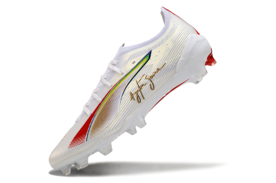 Puma Ultra 5 Ultimate FG Firm Ground Soccer Cleats - White/Red/Yellow/Green