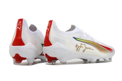 Puma Ultra 5 Ultimate FG Firm Ground Soccer Cleats - White/Red/Yellow/Green