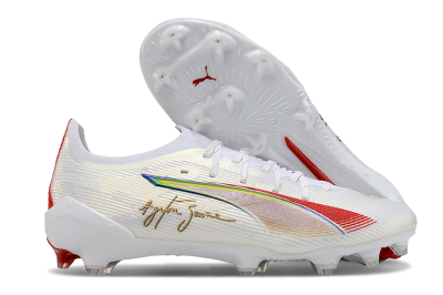 Puma Ultra 5 Ultimate FG Firm Ground Soccer Cleats - White/Red/Yellow/Green