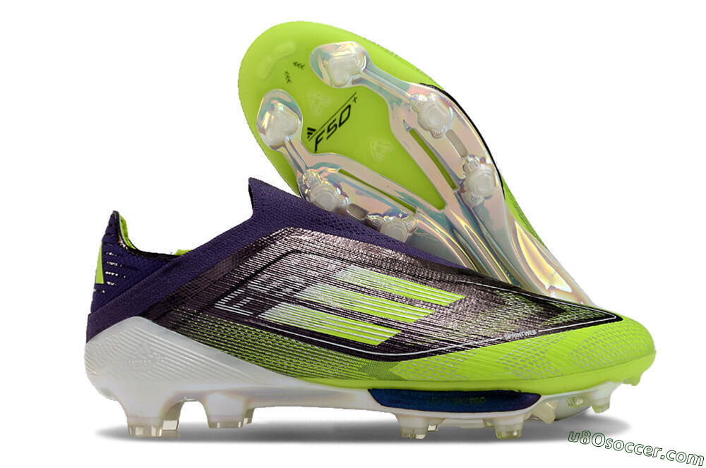 Adidas F50+ Lightstrike Pro Laceless FG Firm Ground Soccer Cleats - Purple/Yellow/White 1
