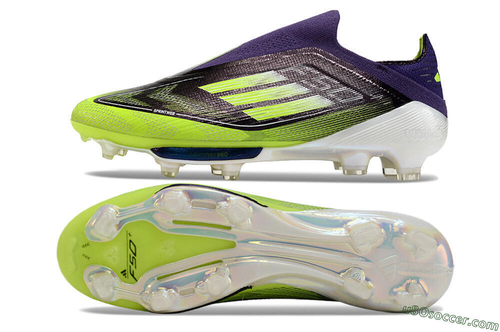 Adidas F50+ Lightstrike Pro Laceless FG Firm Ground Soccer Cleats - Purple/Yellow/White 0