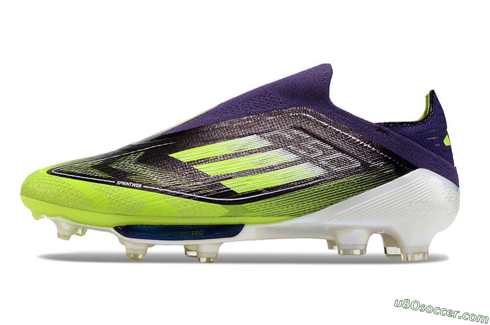 Adidas F50+ Lightstrike Pro Laceless FG Firm Ground Soccer Cleats - Purple/Yellow/White 2
