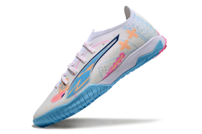 Puma Ultra 5 Ultimate TF Artificial Turf Soccer Shoes - White/Blue/Pink/Yellow