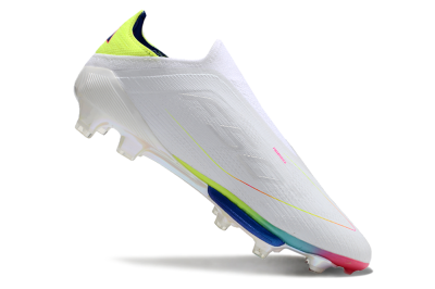 Adidas F50+ Lightstrike Pro Laceless FG Firm Ground Soccer Cleats - White/Blue/Yellow/Pink