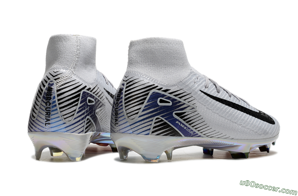 Nike Air Zoom Mercurial Superfly 10 Elite FG Firm Ground Soccer Cleats - White/Black/Blue 6