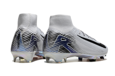 Nike Air Zoom Mercurial Superfly 10 Elite FG Firm Ground Soccer Cleats - White/Black/Blue