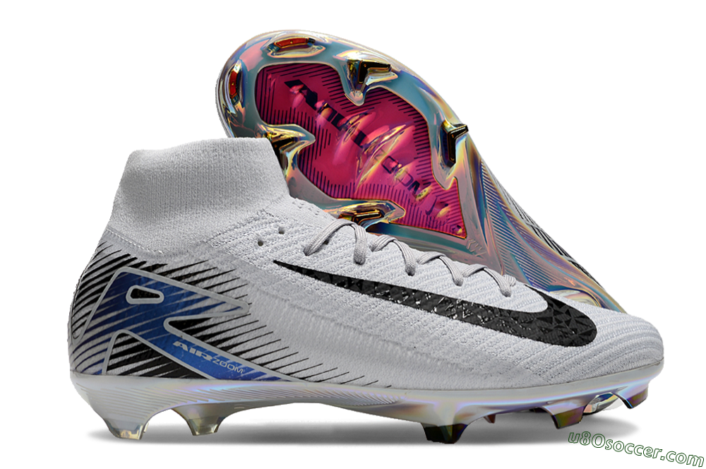 Nike Air Zoom Mercurial Superfly 10 Elite FG Firm Ground Soccer Cleats - White/Black/Blue 1