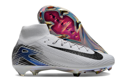 Nike Air Zoom Mercurial Superfly 10 Elite FG Firm Ground Soccer Cleats - White/Black/Blue