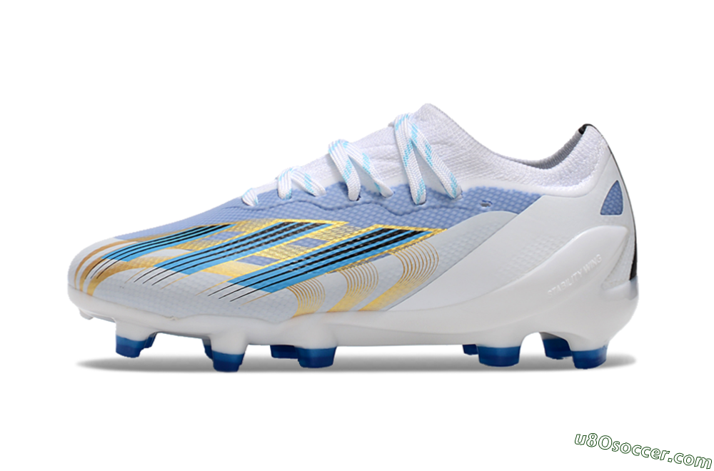 Adidas X Speedportal.1 FG Firm Ground Soccer Cleats - White/Blue/Gold 2