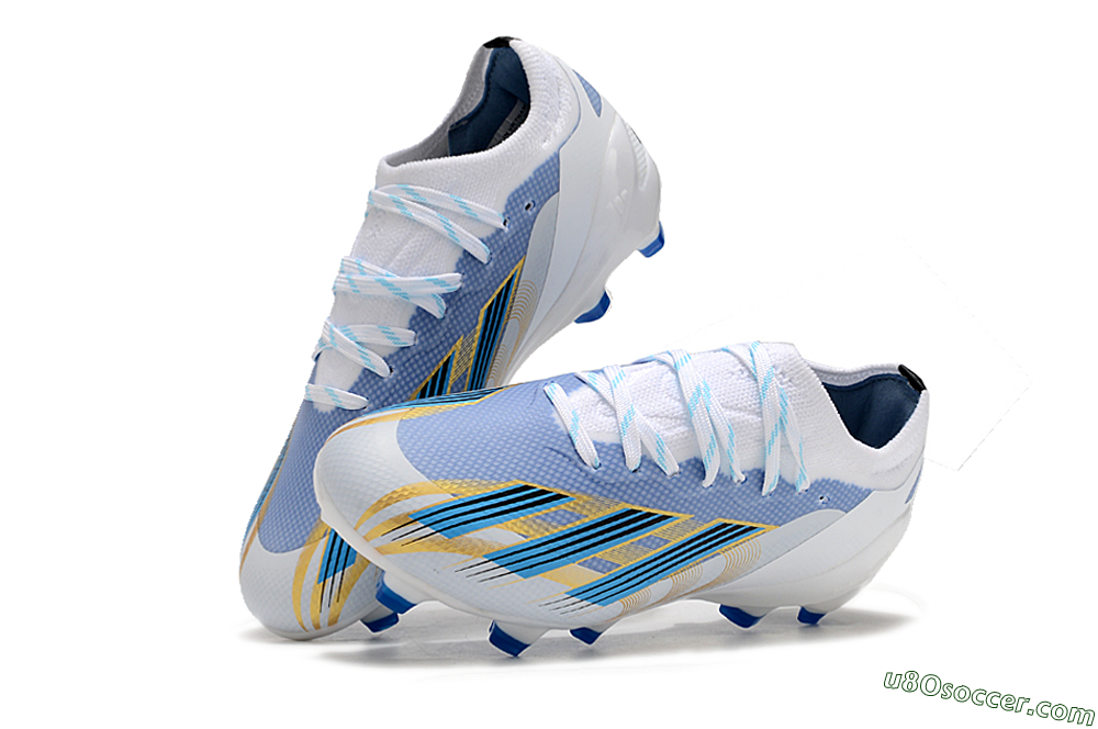 Adidas X Speedportal.1 FG Firm Ground Soccer Cleats - White/Blue/Gold 3