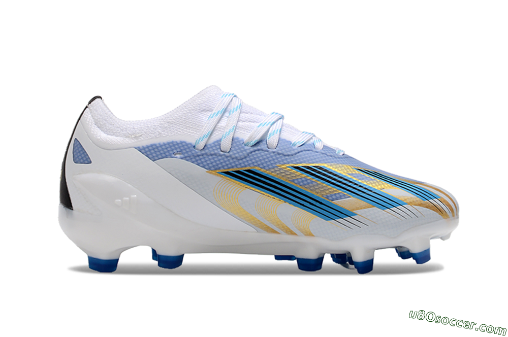 Adidas X Speedportal.1 FG Firm Ground Soccer Cleats - White/Blue/Gold 7