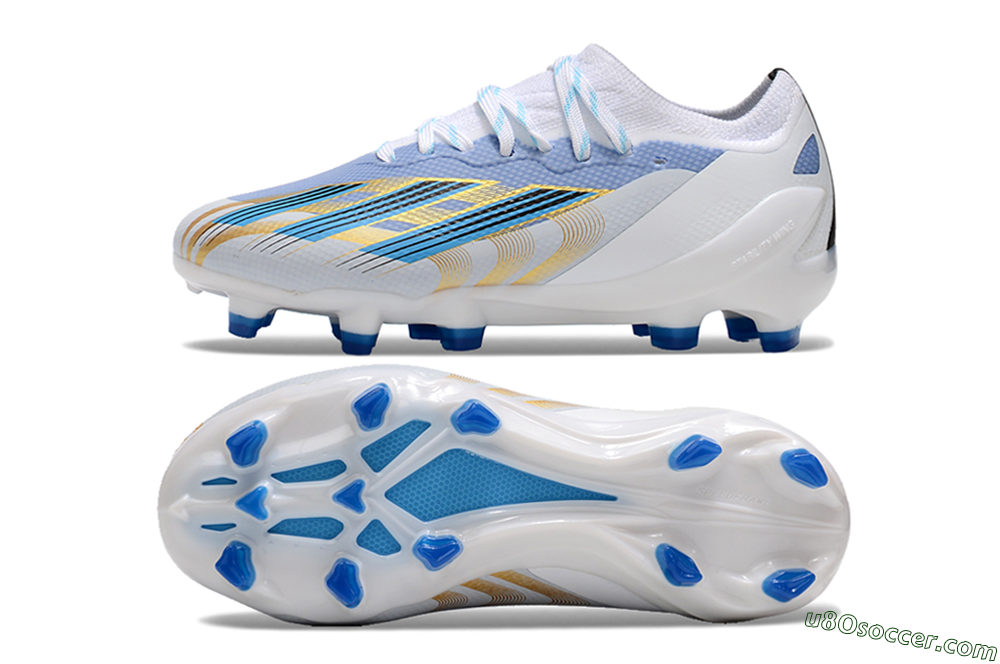 Adidas X Speedportal.1 FG Firm Ground Soccer Cleats - White/Blue/Gold 0