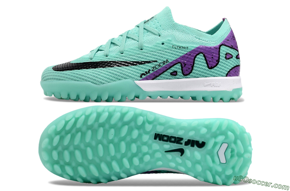 Nike Air Zoom Mercurial Vapor 15 Elite TF Artificial Turf Soccer Shoes - Jade/Purple/Black 0