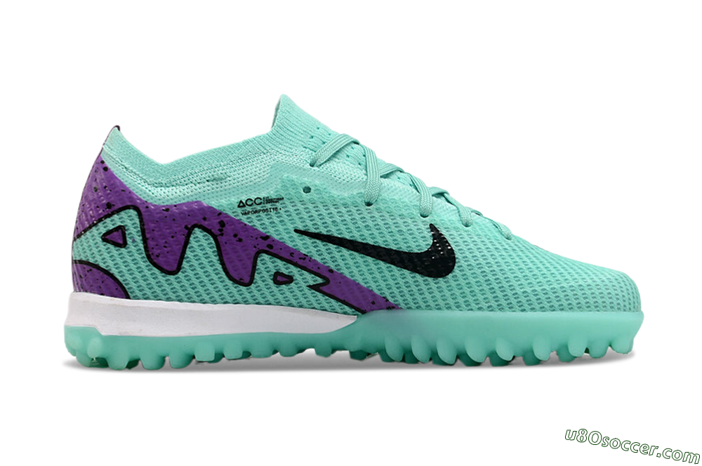 Nike Air Zoom Mercurial Vapor 15 Elite TF Artificial Turf Soccer Shoes - Jade/Purple/Black 7