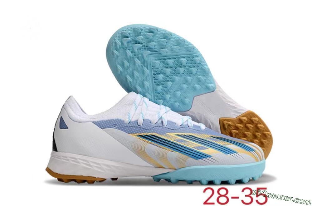 Adidas X Speedportal.1 TF Artificial Turf Soccer Shoes - White/Gold/Blue 1
