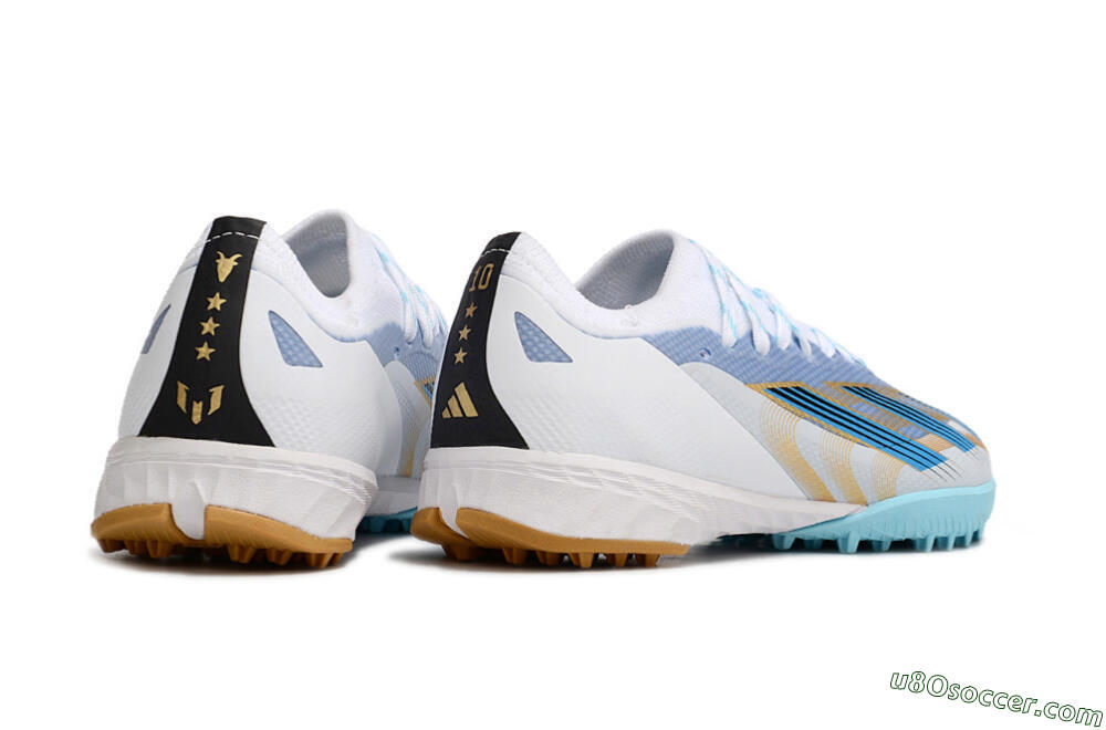 Adidas X Speedportal.1 TF Artificial Turf Soccer Shoes - White/Gold/Blue 7