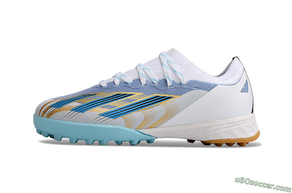 Adidas X Speedportal.1 TF Artificial Turf Soccer Shoes - White/Gold/Blue 2