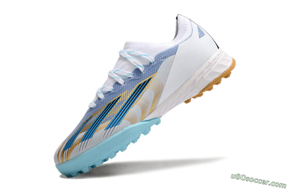 Adidas X Speedportal.1 TF Artificial Turf Soccer Shoes - White/Gold/Blue 5