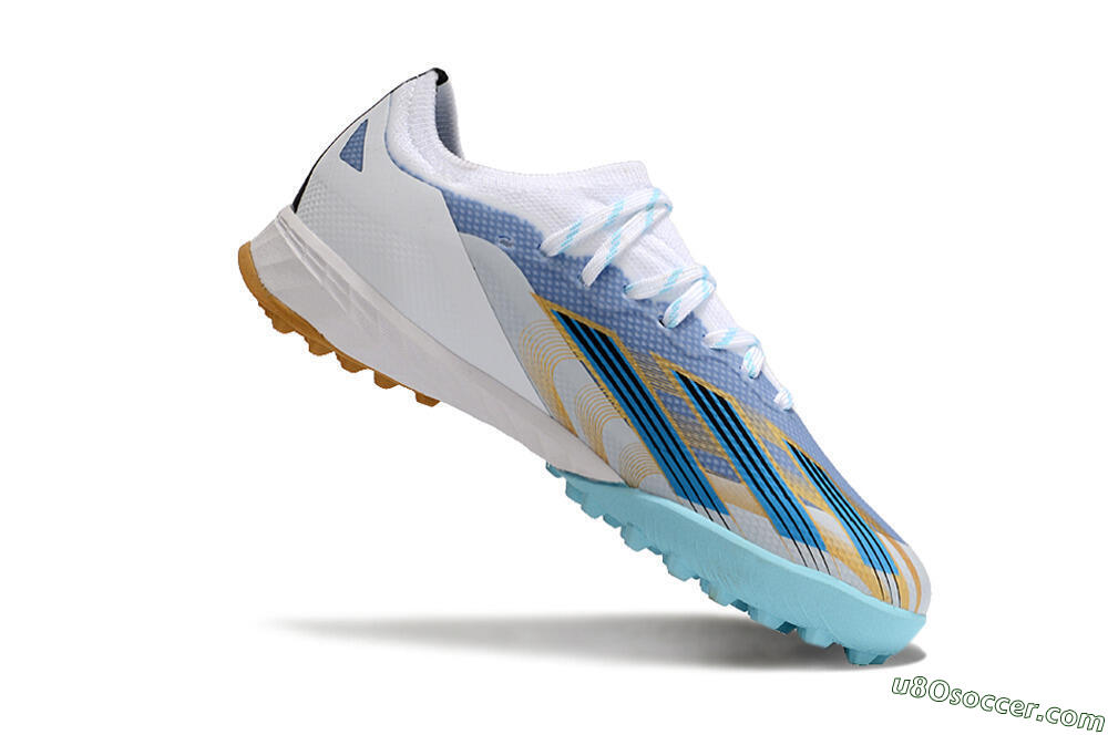 Adidas X Speedportal.1 TF Artificial Turf Soccer Shoes - White/Gold/Blue 4