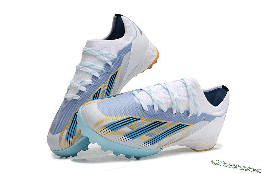 Adidas X Speedportal.1 TF Artificial Turf Soccer Shoes - White/Gold/Blue 3