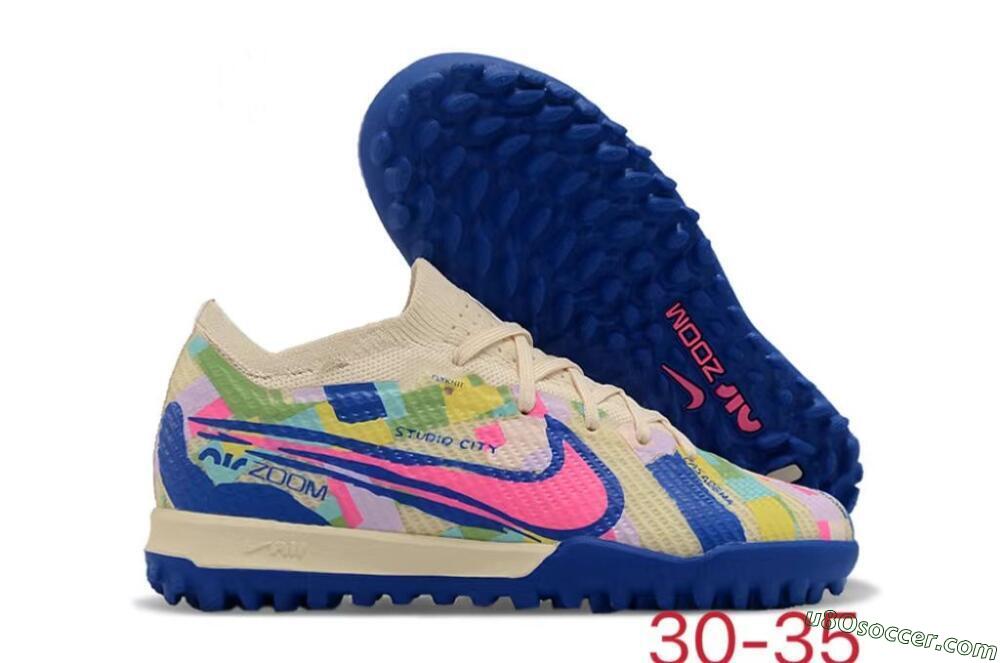 Nike Air Zoom Mercurial Vapor 15 Elite TF Artificial Turf Soccer Shoes - Beige/Pink/Blue 1