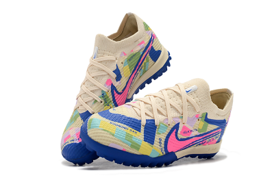 Nike Air Zoom Mercurial Vapor 15 Elite TF Artificial Turf Soccer Shoes - Beige/Pink/Blue