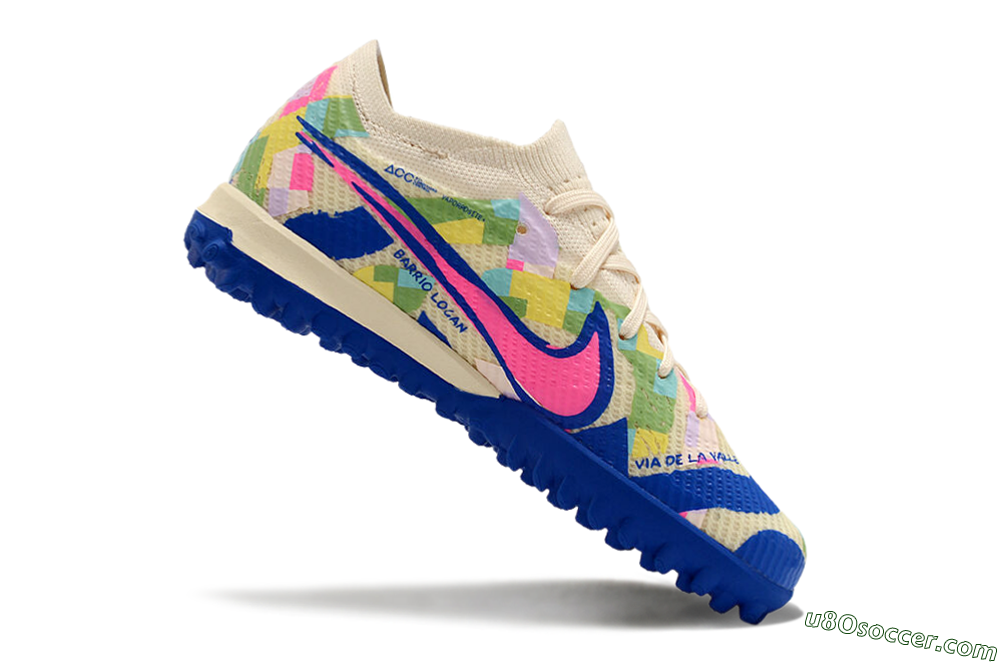 Nike Air Zoom Mercurial Vapor 15 Elite TF Artificial Turf Soccer Shoes - Beige/Pink/Blue 4