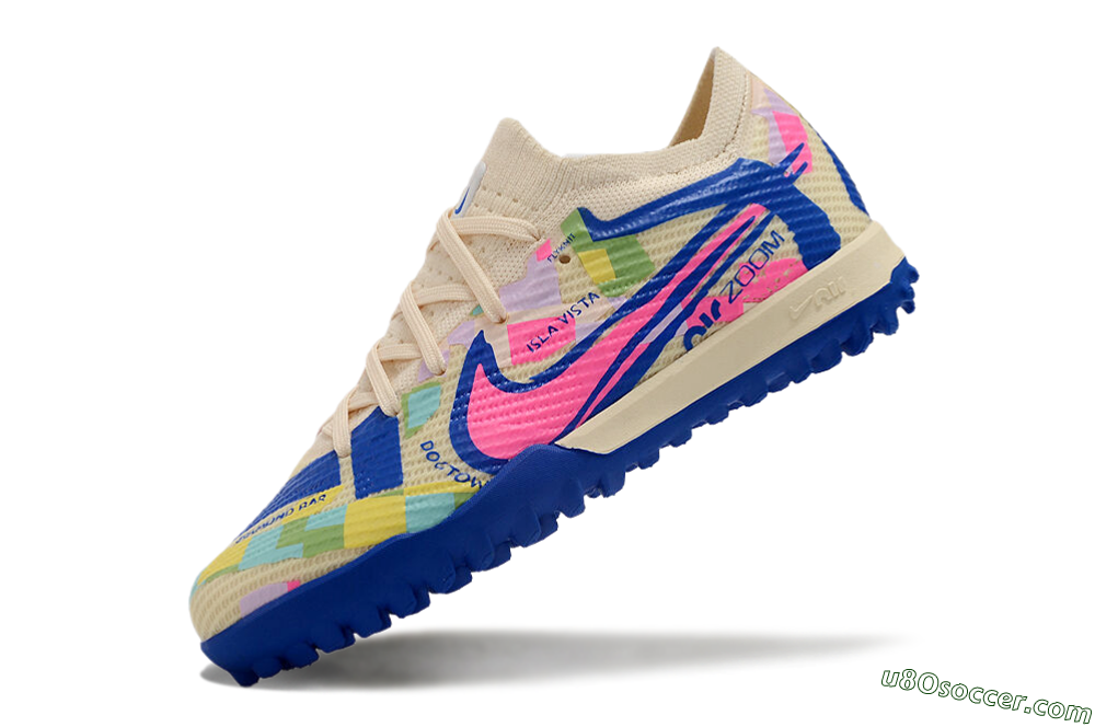 Nike Air Zoom Mercurial Vapor 15 Elite TF Artificial Turf Soccer Shoes - Beige/Pink/Blue 5