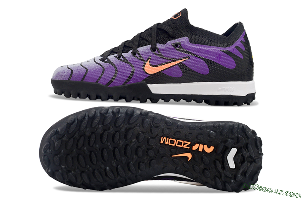 Nike Air Zoom Mercurial Vapor 15 Elite TF Artificial Turf Soccer Shoes - Purple/Black/Orange 0