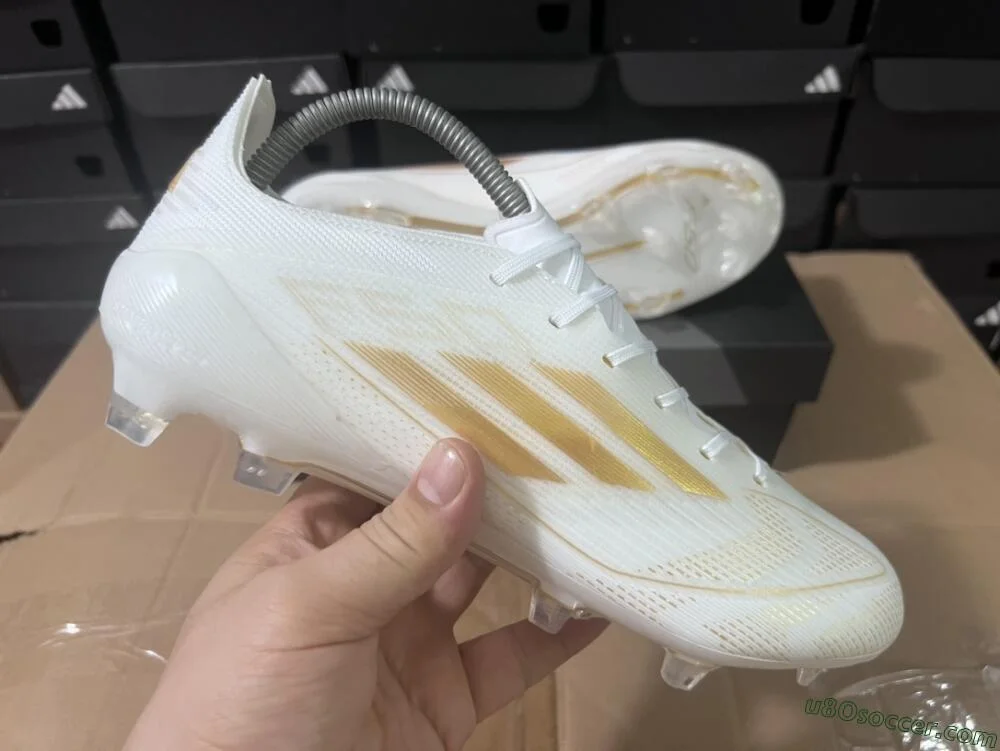 Cheap Adidas F50 Adizero FG Soccer Cleats - White/Gold