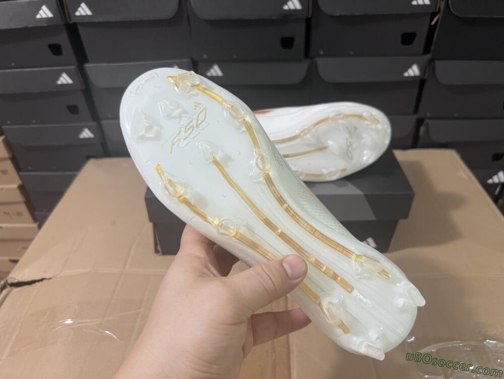 Adidas F50+ Adizero FG Firm Ground Soccer Cleats - White/Gold