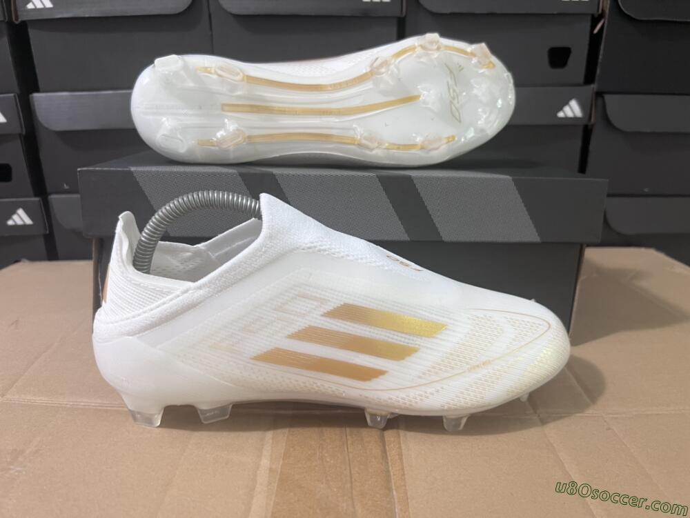 Adidas F50+ Adizero FG Firm Ground Soccer Cleats - White/Gold