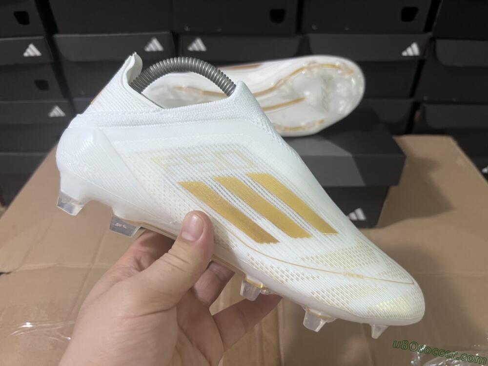 Adidas F50+ Adizero FG Firm Ground Soccer Cleats - White/Gold