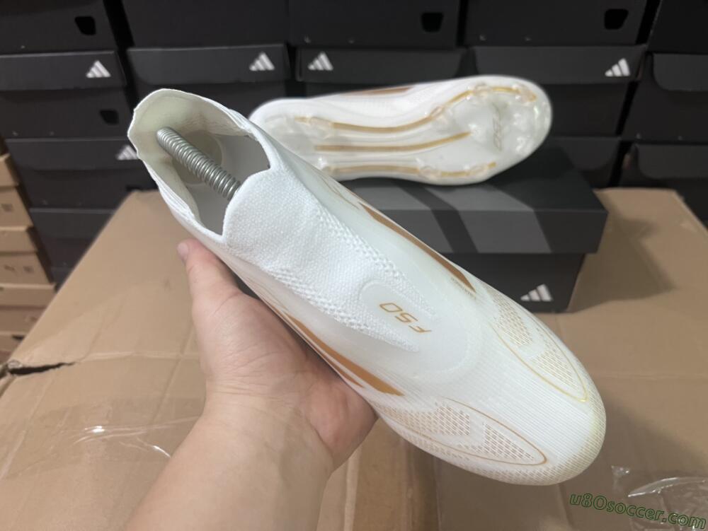 Adidas F50+ Adizero FG Firm Ground Soccer Cleats - White/Gold