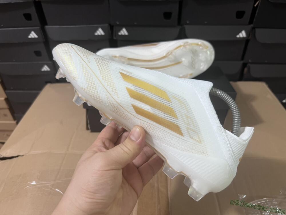Adidas F50+ Adizero FG Firm Ground Soccer Cleats - White/Gold
