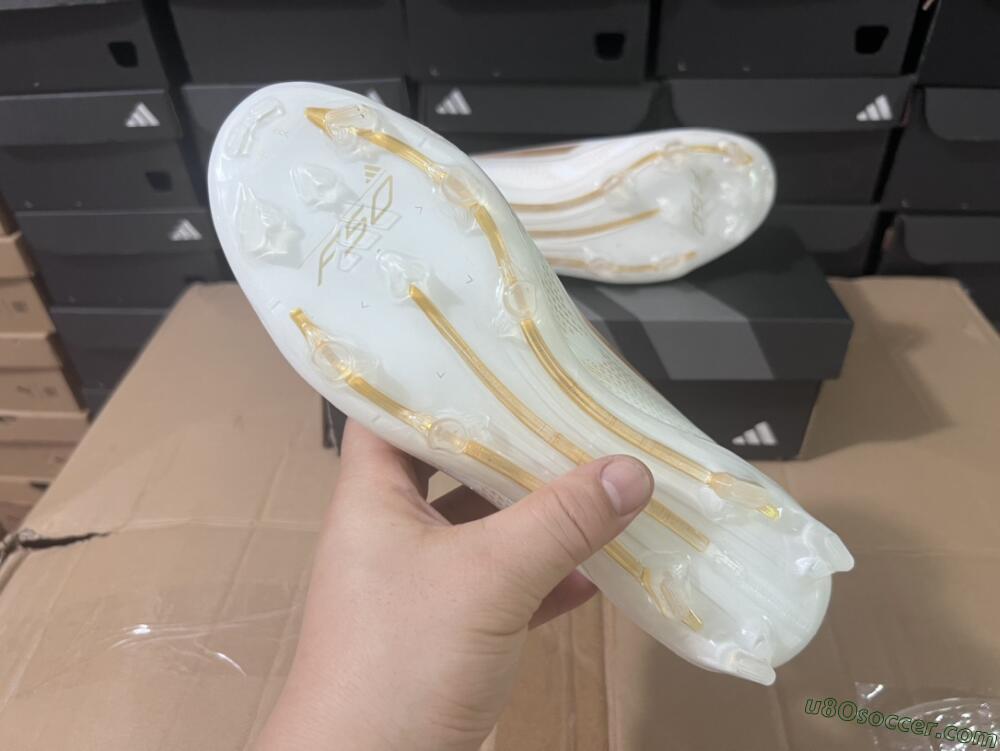 Adidas F50+ Adizero FG Firm Ground Soccer Cleats - White/Gold