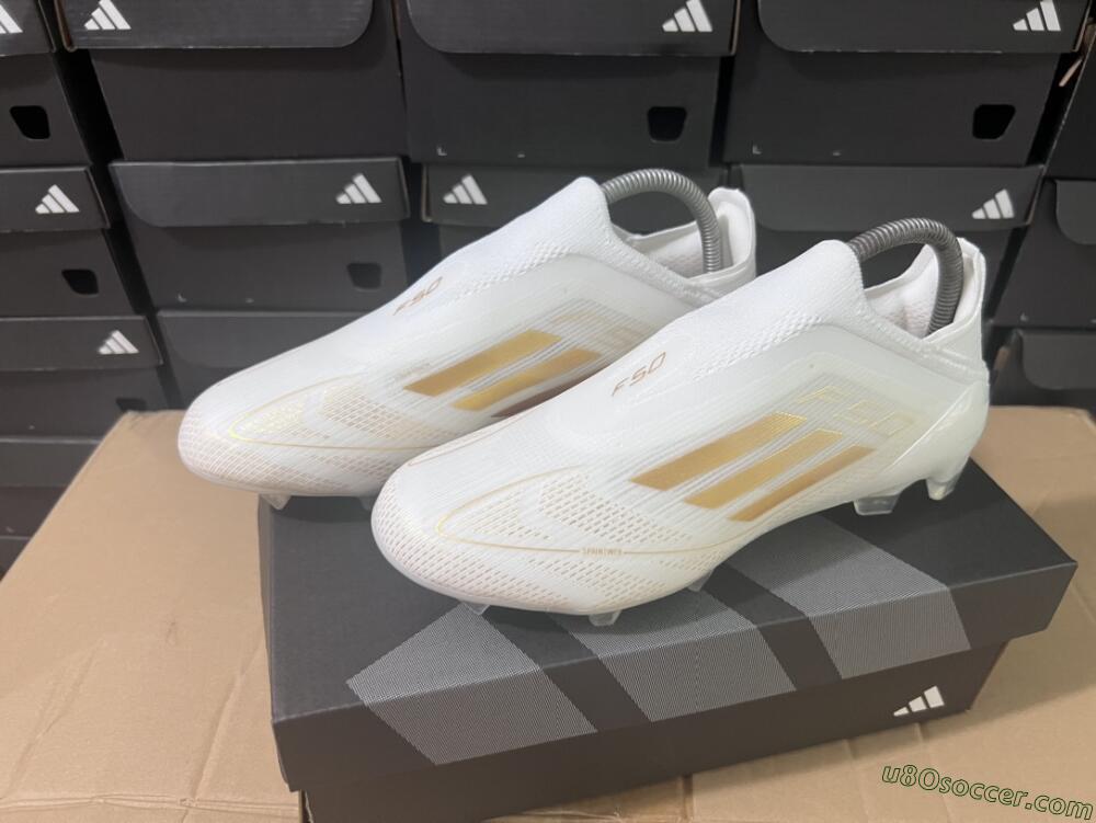 Adidas F50+ Adizero FG Firm Ground Soccer Cleats - White/Gold